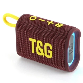 Портативная Bluetooth колонка T&G TG396 5 Вт с RGB подсветкой, FM радио, микрофоном, защитой IPX7, USB, TF и AUX (800 mAh) Maroon