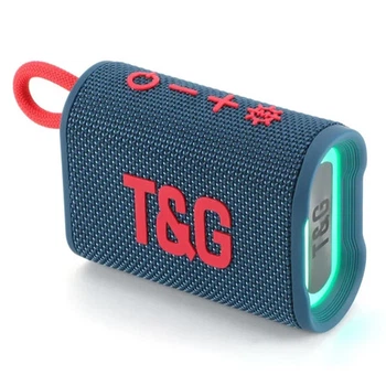 Портативная колонка беспроводная Bluetooth T&G TG396 5 Вт с RGB подсветкой, FM-радио, микрофоном speakerphone, TWS, AUX (800 mAh) Blue