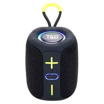 Портативная беспроводная Bluetooth колонка T&G TG658 10 Вт с RGB подсветкой, FM-радио, USB, AUX, TF и функцией TWS (1200 mAh) Black