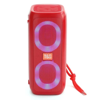 Портативная беспроводная Bluetooth-колонка T&G TG333 10 Вт с FM-радио, AUX, громкой связью и RGB-подсветкой Red (10019)