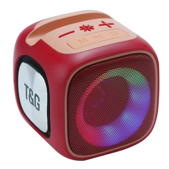 Портативная беспроводная колонка Bluetooth T&G TG359 7 Вт с RGB-подсветкой, FM-радио, микрофоном, TWS, AUX и USB (1200 mAh) Red