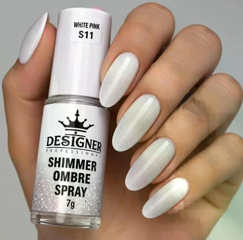 Спрей-пудра White pink S11 для омбре Shimmer ombre spray Дизайнер (7г) для дизайна ногтей