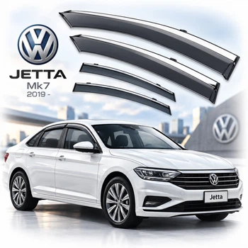 Дефлектори вікон вітровики Benke для Volkswagen Jetta (Sagitar) Mk7 2019- Хром Молдинг З Нержавіючої сталі (BVWST1923-W/S)