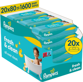 Zestaw chusteczek nawilżanych Pampers Fresh & Clean 20 x 80 szt (8006530443265)