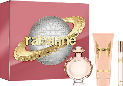 Набір для жінок Paco Rabanne Olympea Парфумована вода 50 мл + Лосьйон для тіла 100 мл + Мініатюра Парфумована вода 10 мл (3349668672813)