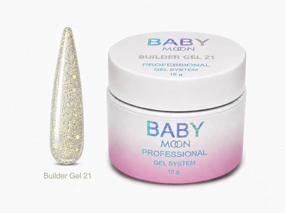 Гель для наращивания с блестками BABY Moon Glitter Builder Gel №21, 15 мл