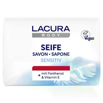 Мило туалетне LACURA Body Sensitiv з пантенолом та вітаміном E для сухої та чутливої шкіри 150 г (4069365360828)
