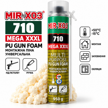 Піна монтажна професійна (пістолет, ручна) MIR-ХОЗ 710 950g