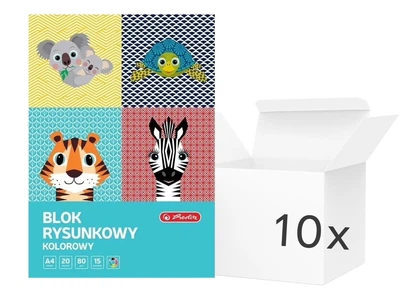 Zestaw bloków rysunkowych Herlitz Cute Animals A4 20 arkuszy 10 szt (5901389552461)