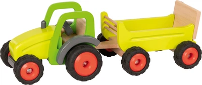 Traktor drewniany Goki z przyczepą 45 cm Zielony (4013594558860)