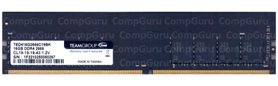 Оперативная память для ПК Team Group DDR4 16GB 2666MHz UDIMM PC4-2666V (TED416G2666C19BK)