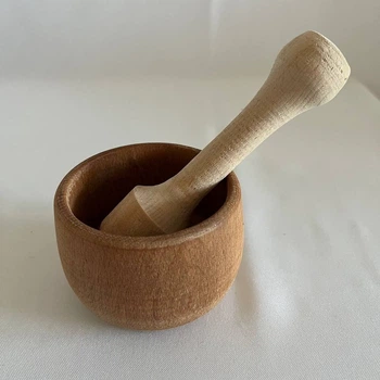 Ступка для специй с пестиком из бука (высота 9 см), деревянная кухонная ступка для перетирания трав Украина