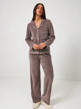 Піжама (сорочка + штани) жіноча BARWA garments 0384/280 L Мокко (2113842803154)
