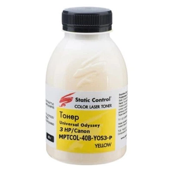 Тонер HP/Canon MPTCOL OS3 40г yellow (фасовка) Static Control (MPTCOL-40B-YOS3-P)