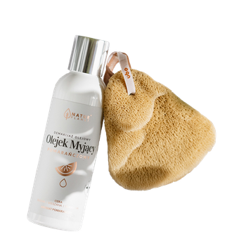 Zestaw kosmetyków do twarzy Natur Planet Olejek myjący „Pomarańcza” 150 ml + naturalna gąbka Ubo 1 szt (5902693803386)