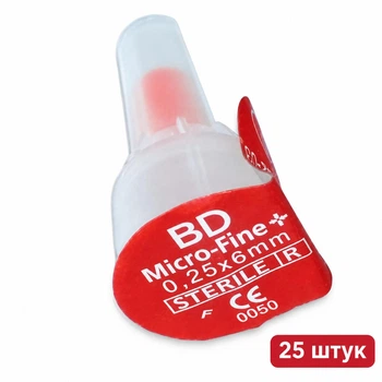 Иглы для шприц-ручек Микрофайн 6мм BD Micro-Fine Plus - 25 шт