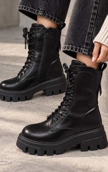 Ботинки женские Trendy натуральный мех 38 черные (B7305)