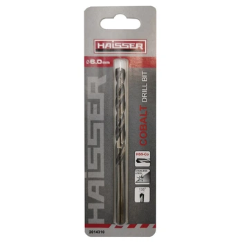 Свердло по металу HSS COBALT INDUSTRIAL Haisser 6.0х57х93мм DIN 338 уп.1шт