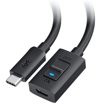 Кабель-удлинитель с выключателем Cable Matters Type-C to Type-C USB4, 240W, 80Gbps, with On/Off Switch, 0.5м, black