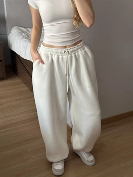 Женские oversize штаны на флисе / Белый 42-46 / BASED 0139750