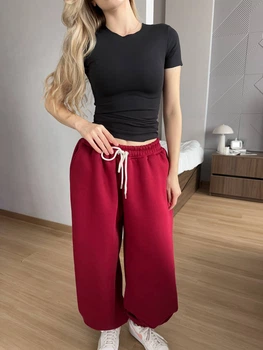Женские oversize штаны на флисе / Красный 42-46 / BASED 0139730