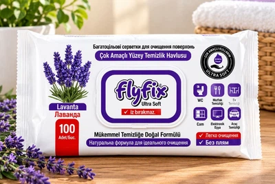 Універсальні вологі серветки Fly Fix для прибирання Лаванда, 100 шт