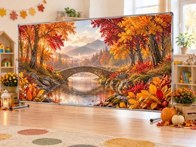 Осенний баннер для фотозоны PHOTODECOR «Каменный мостик над лесной рекой» 1 кв.м