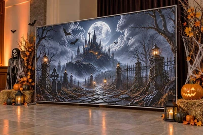 Баннер на Хэллоуин для фотозоны PHOTODECOR «Готические ворота к лунному замку» 1 кв.м
