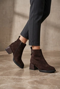Ботинки женские Fashion коричневые из экозамши 352188_38 (24.5 см)