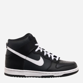 Подростковые кожаные высокие кеды для мальчика Nike Dunk High DH9751-001 37.5 Черно-белые (195866636859)