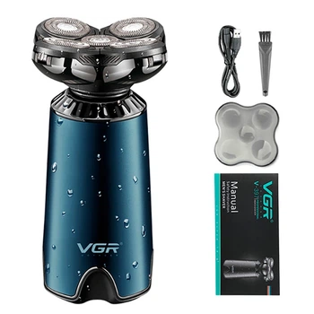 Электробритва VGR V-397 BLUE, роторная, 5 плавающих головок, влажное и сухое бритьё