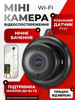 Мини IP-камера видеонаблюдения Wi-Fi 720P HD с ночным видением, датчиками движения и звука, для дома, детей и питомцев от сети
