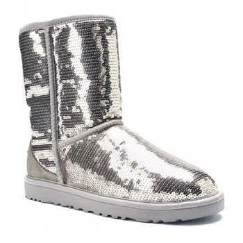 Уги UGG Classic Short Sparkles Silver з паєтками (розмір 40) Срібло