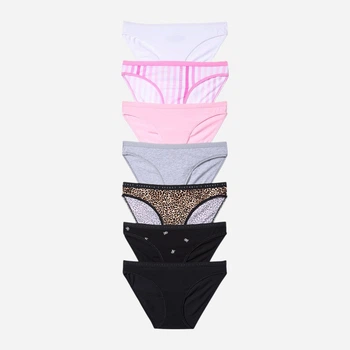 Набор трусиков слипов женских хлопковых Victoria's Secret 466199011 S Черный/Розовый/Серый (1162993196)