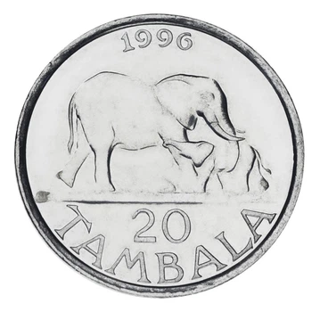 Монета Малави 20 тамбал 1996 AU-UNC Слон