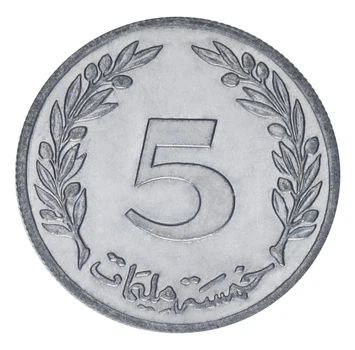 Монета Тунис 5 миллимов 1983 F-VF