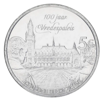 Монета Нидерланды 5 евро 2013 UNC 100 лет Дворцу мира