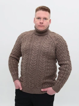Свитер мужской темно-бежевый шерстяной с горлом 230-655-08 XL
