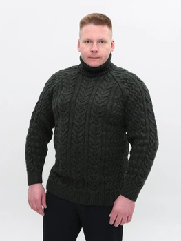 Светр чоловічий темно-зелений вовняний із горлом 230-655-12 XL
