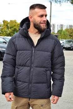 Чоловічий зимовий пуховик Riccardo П1Т Crash чорний М з біопухом та підкладкою Omni-Heat