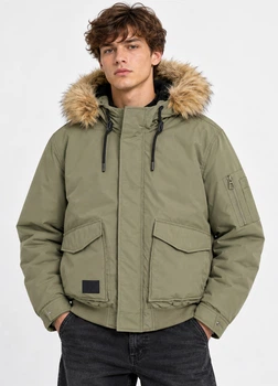 Бомбер мужской Cropp утепленный с мехом зимний хаки, размер XXL