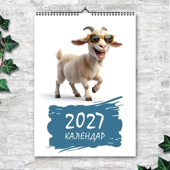 Календарь настенный перекидной А3 «Год козы» 2027, 13 листов, вертикальный, символ года ENTERSTORE (art. 270218)