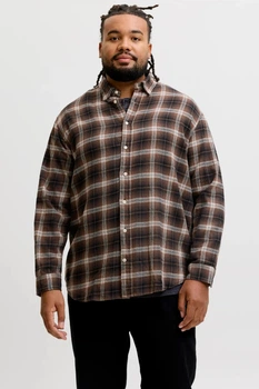Сорочка у клітку (тонка байка) коричневого кольору Jack&Jones 3XL (400157-brown-14002)