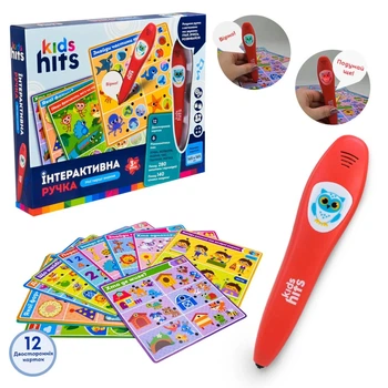 Интерактивная ручка Kids Hits Первые знания с 12 двусторонними карточками от 3 лет