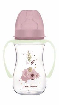 Пляшка антиколікова з широким отвором 300 мл Easystart Sleepy Koala Canpol babies - рожева