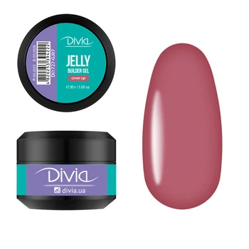 Гель для наращивания ногтей Divia "Jelly Builder Gel" - Di1727 (30 г) GJ07 - Cover Up (розово-коричневый)