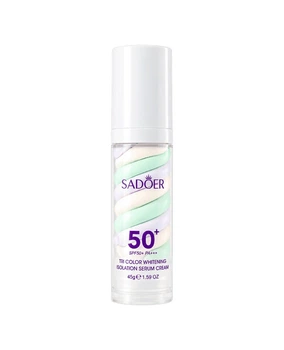 Триколірна база під макіяж з SPF 50+ Sadoer Tri Color Whitening Isolation Serum Cream SPF 50+ PA+++