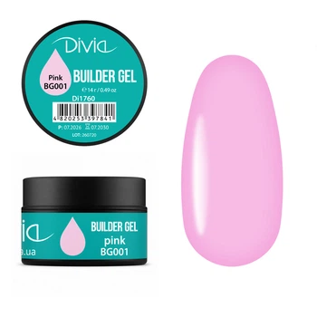 Гель для наращивания Divia “Builder Gel” Di1760 (14 г) Pink
