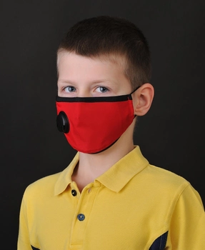 Дитяча багаторазова захисна маска для обличчя Prof Kit з вугільним фільтром (4 фільтра в комплекті) з нанесенням логотипу червона