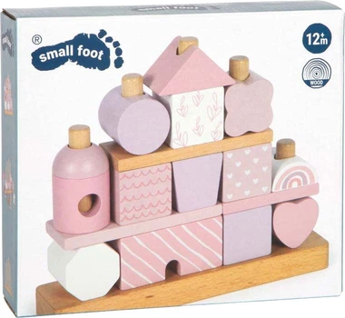 Drewniane klocki Small Foot Domek różowy 18 elementów (4020972127136)
